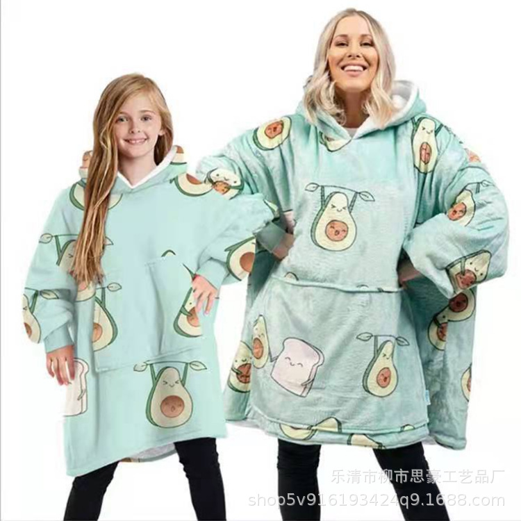 New Lazy Turtleneck TV Blanket Home Pajamas Avocado Hooded Cold-proof Fleece Warm Clothes Outdoor Sweater