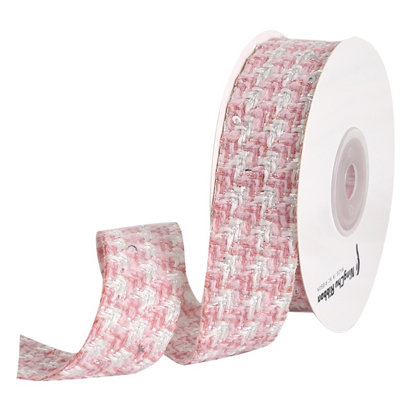 Chanel style plaid fabric ribbon flower fast packaging gift ribbon DIY handmade bow hair accessories material ribbon