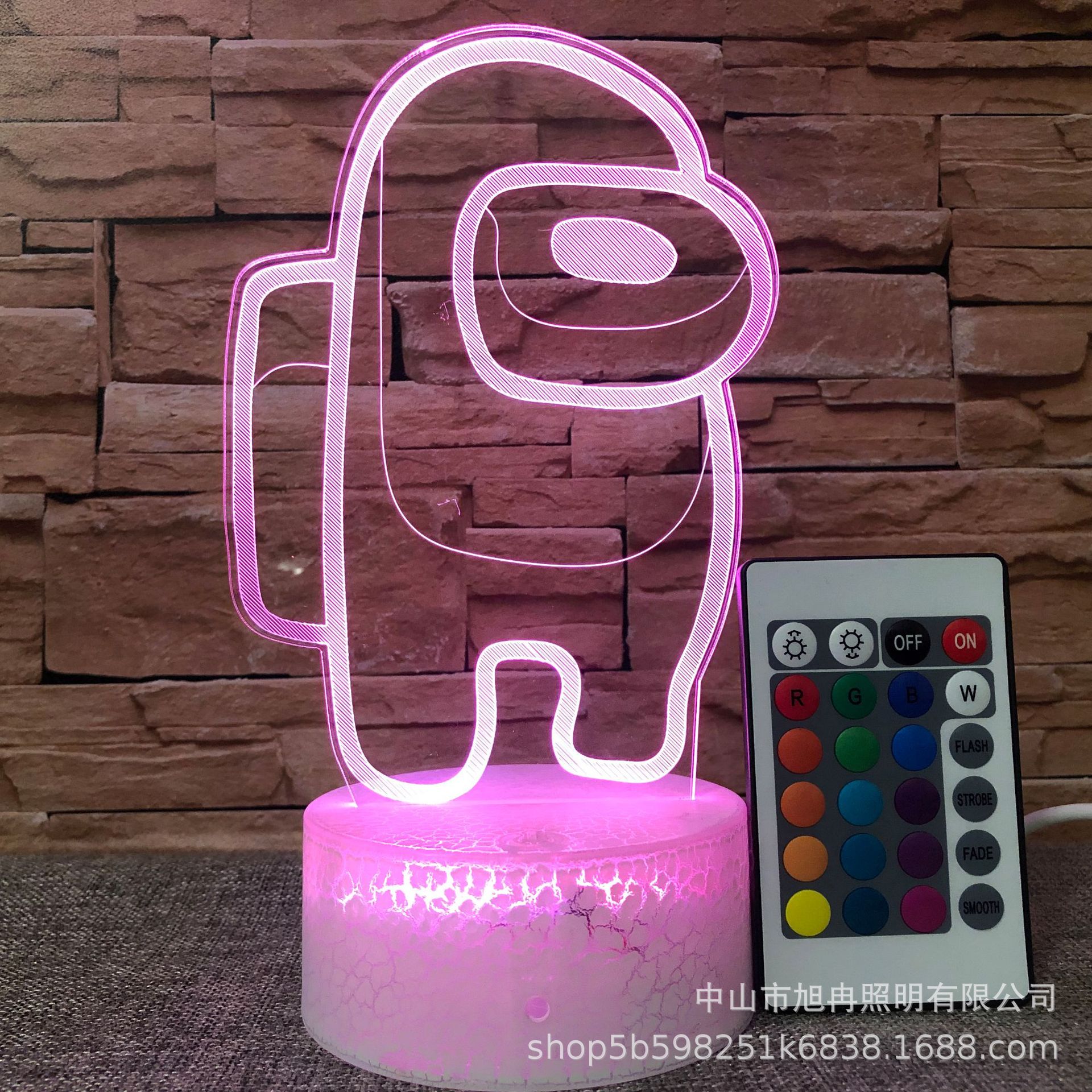 Picture of 3D night light among us crack colorful remote control 16 color gift lamp bedside lamp table lamp