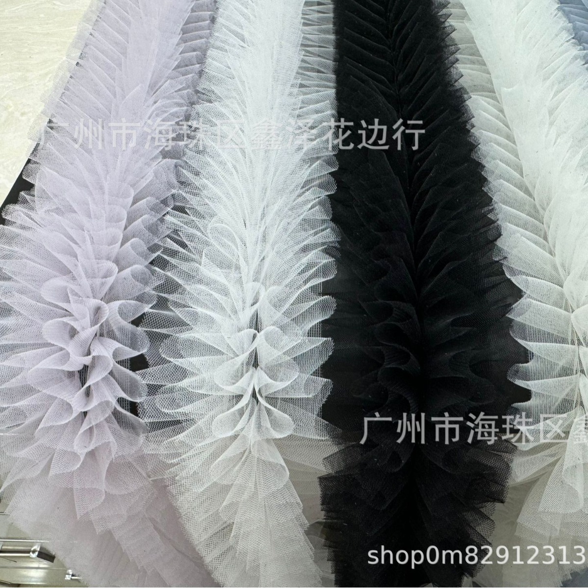 Factory in stock puffy lace bar code pleated diy children's clothing shoes wedding dress three-dimensional mesh skirt