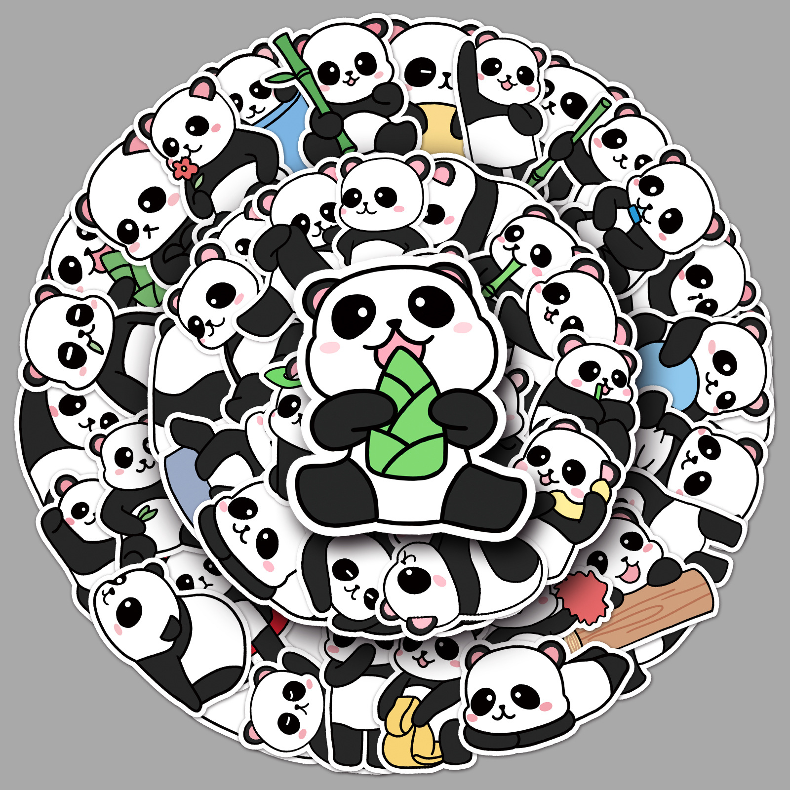 50 Original Panda Cute Cartoon Animal Stickers DIY Hand Book Water Cup Mobile Phone Shell Decorative Stickers Waterproof