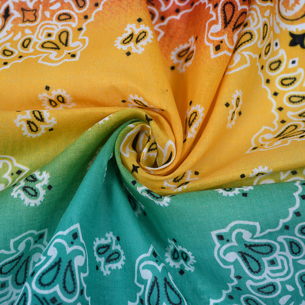 Picture of New Korean version of cotton gradient sweat-absorbent breathable turban sports outdoor riding scarf printed square scarf wholesale