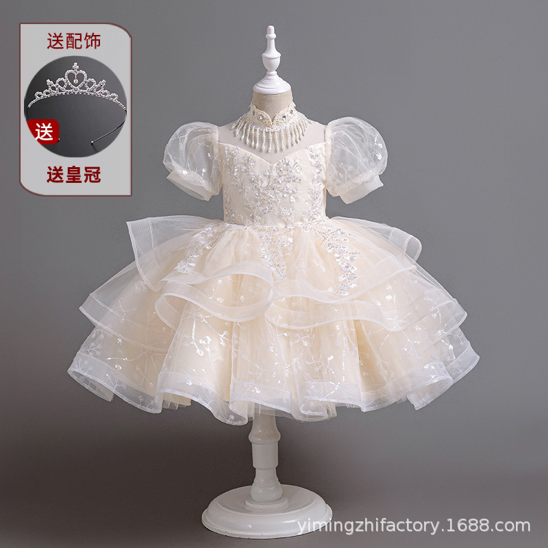 Picture of Amazon foreign trade girl dress model catwalk costume host costume unkempt dress children's princess dress