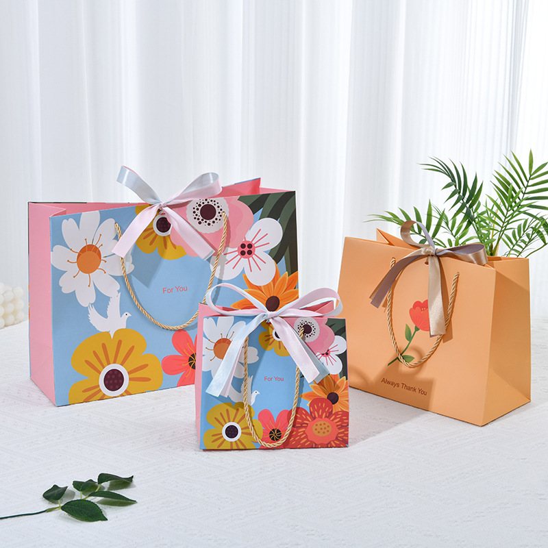 Gift Bag Birthday Gift Tote Bag Simple Women's Day Packaging Paper Bag Accompanying Gift Empty Box High Sense