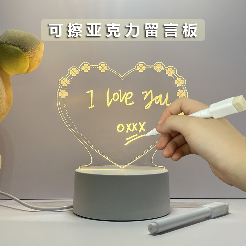 Acrylic Transparent Message Recording Memo Desktop Notepad Luminous Erasable Writing Board Student Household Whiteboard