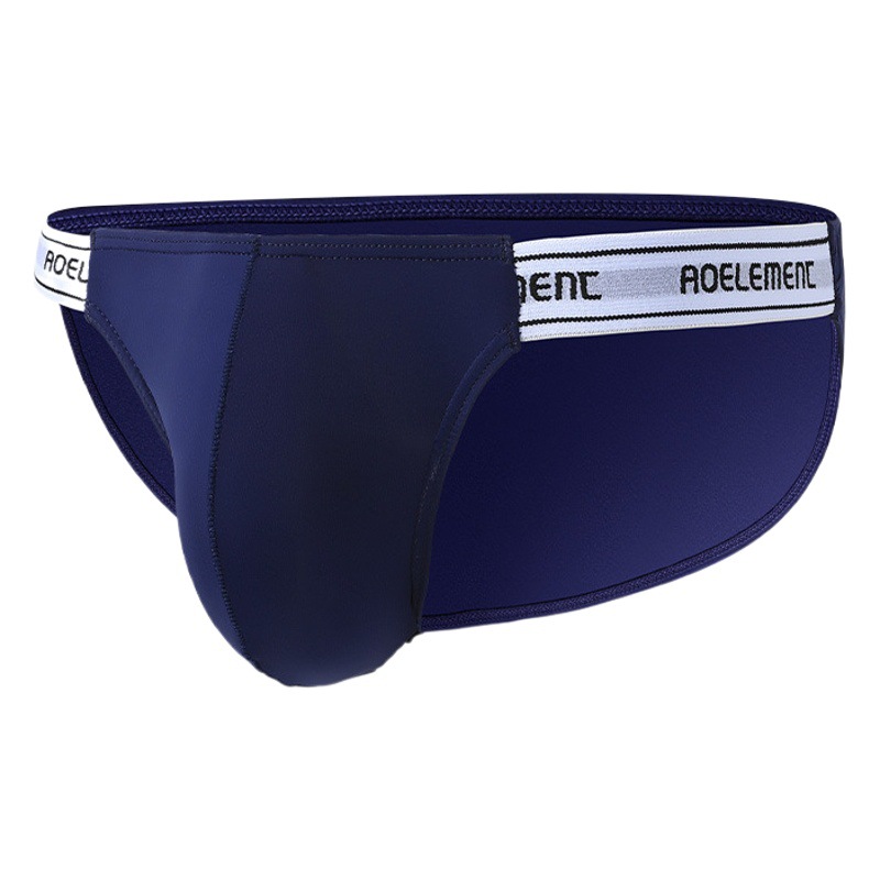 Underwear Men's Solid Color Elastic Tight Sexy Low Waist Ice Silk High Fork Thong Fitness Sports Comfortable Triangle Shorts