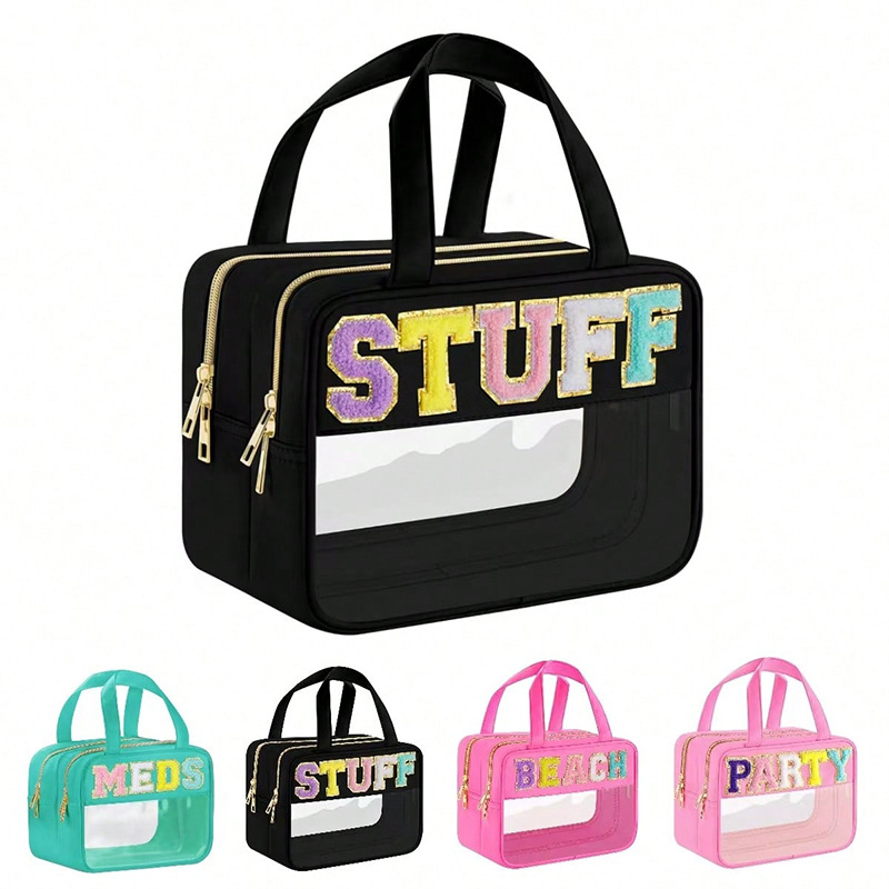 Amazon Cross Border Letter Cosmetic Bag PVC Large Capacity Storage Bag Multifunctional Portable Toiletry Bag