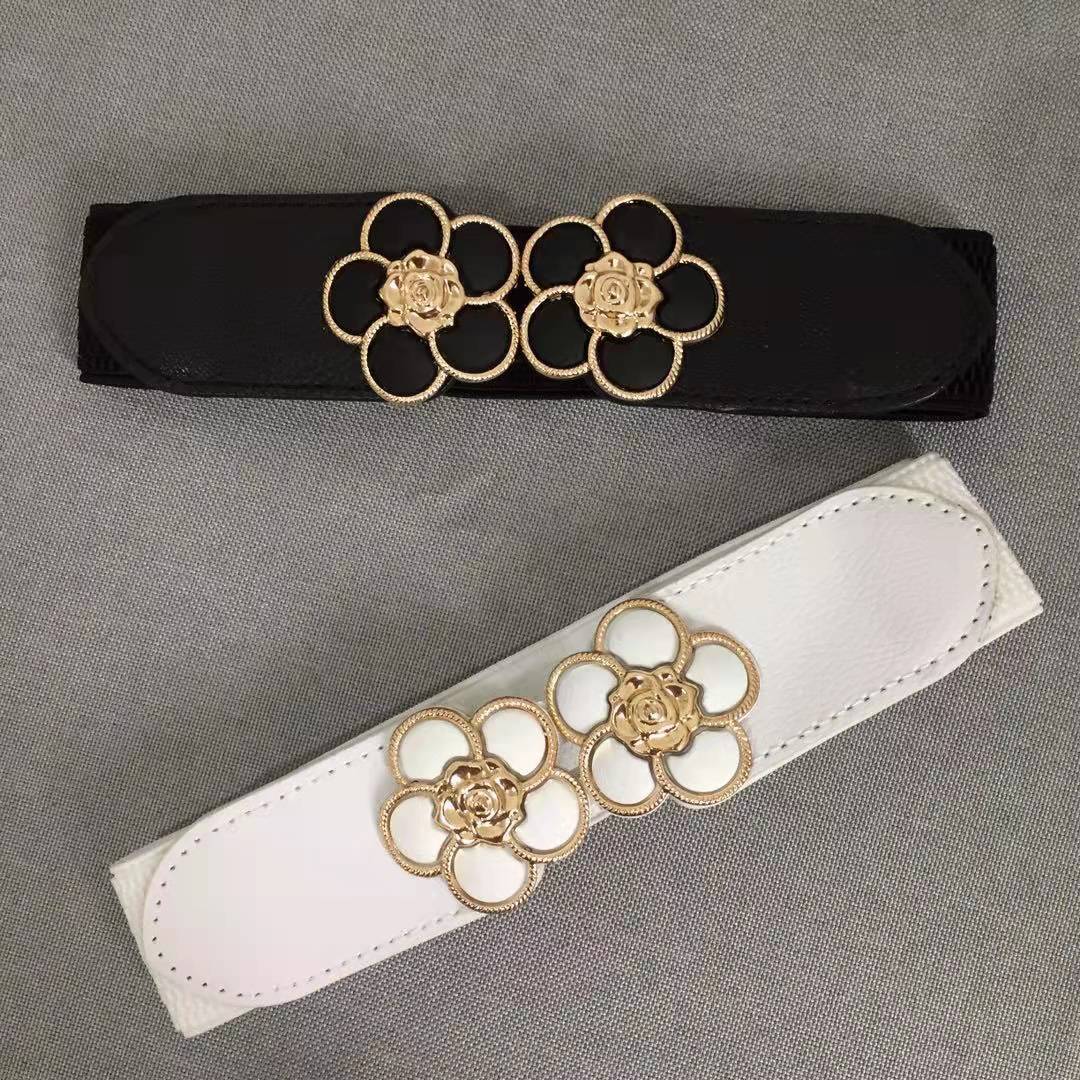 Korean Style Fashionable Sweet Flower Decorative Thin Waist Seal Women's Elastic Casual Belt Elastic Belt