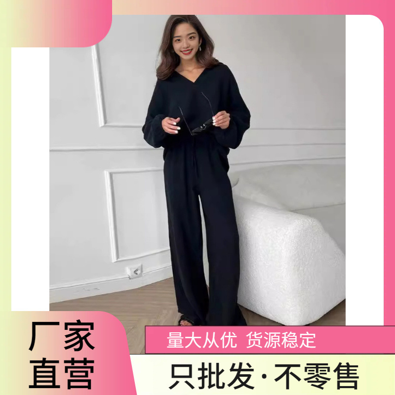 2024 Europe and the United States cross-border Amazon new cotton and linen suit cardigan long sleeve jacket pocket wide leg pants two-piece set