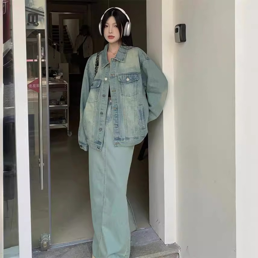 Plus Size Women's Clothing 2025 Spring New Fat mm Retro Street Fashion Brand Old Washed Short Loose Denim Jacket