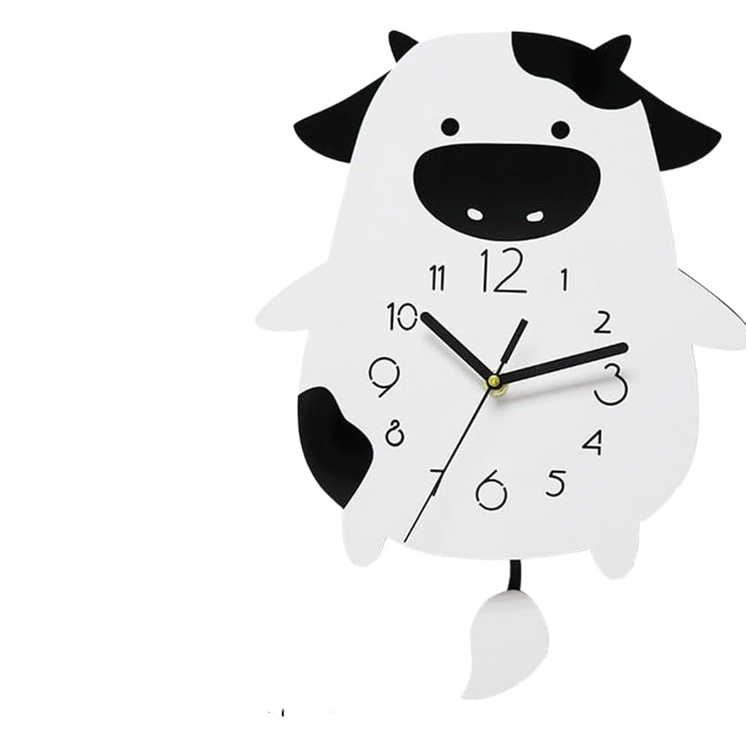 Cartoon cow creative acrylic wall clock creative swing decorative wall mute clock