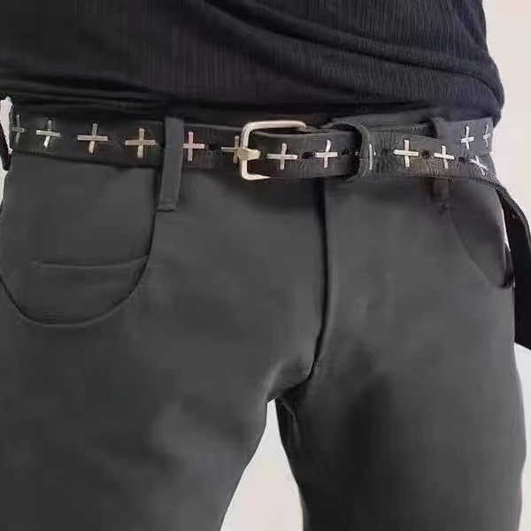 Niche Diablo Style Punk Cross Belt Metal Handmade Vintage Diablo High Street Unisex Belt