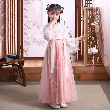 Picture of Hanfu Girl's Spring and Autumn Ancient Costume Chinese Style New Children's Costume Autumn Costume Ancient Style Spring and Autumn Super Immortal Girl's Tang Suit Spring Style