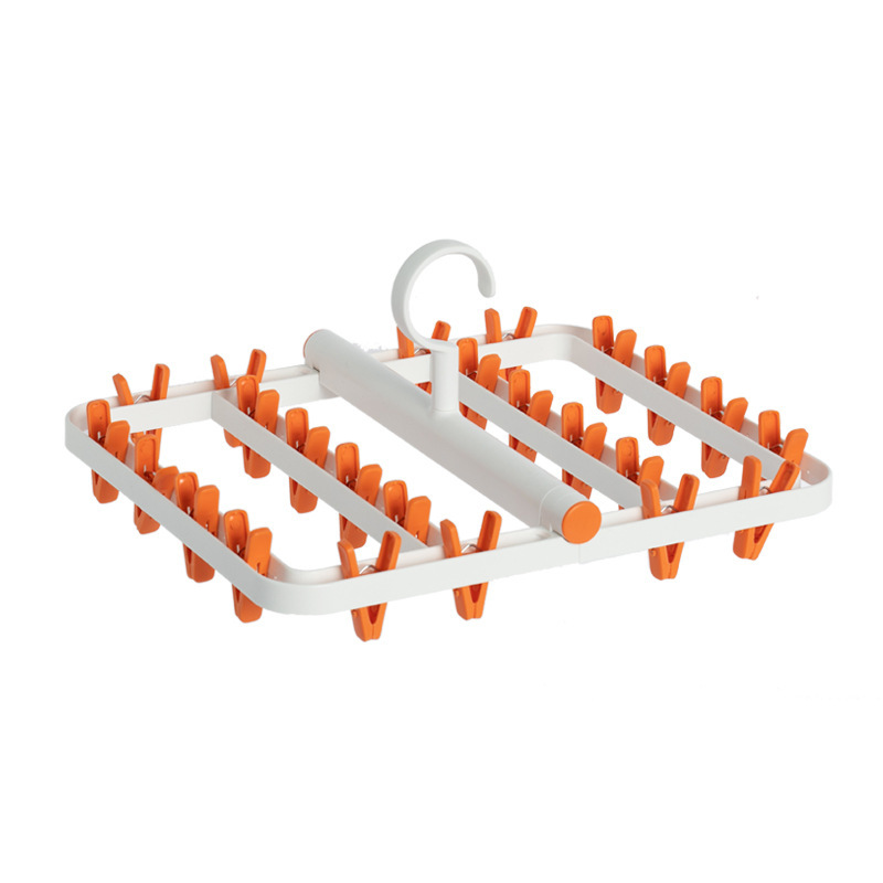 Picture of Household Clothes Rack Folding Clothes Drying Rack Storage Artifact Windproof Disc Clothes Rack Multi-clip Baby Socks Rack