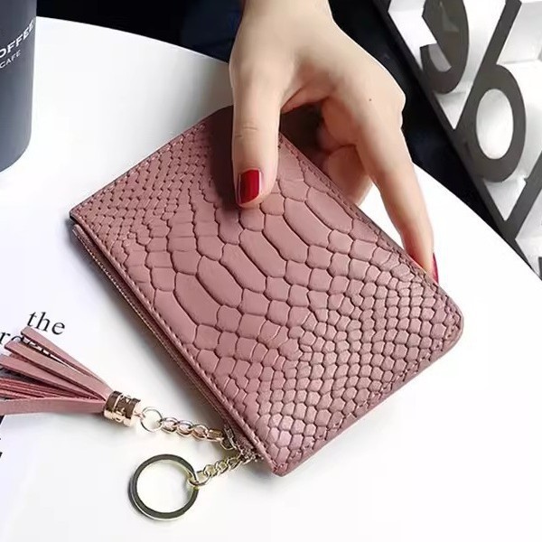 Genuine Leather Snake Coin Purse Two-layer Cowhide Simple Ultra-thin Coin Purse Bus Card Holder Multi-functional Clutch