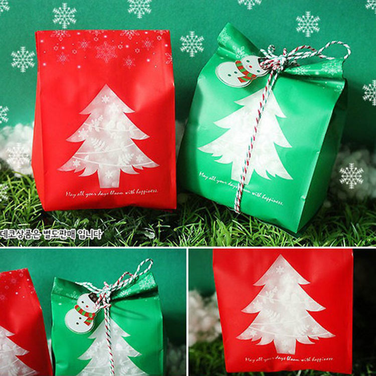 Creative frosted gift bag Christmas party celebration gift bag red and green Christmas tree flower bag snow bag 50/piece