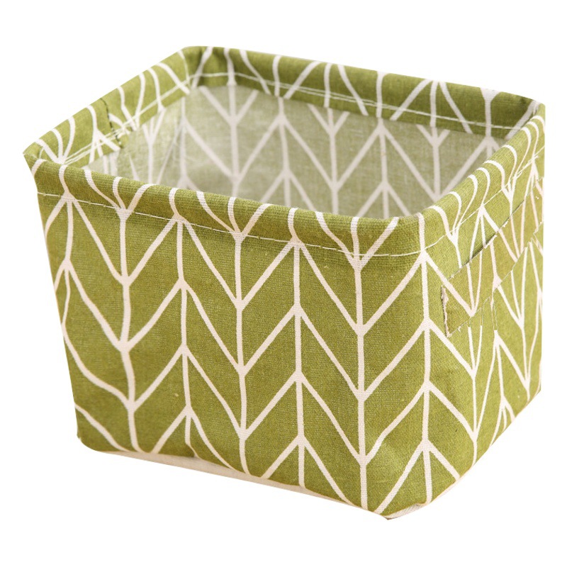 Cotton and linen fabric office desktop sundries storage basket foldable finishing basket waterproof belt handle cosmetics storage basket