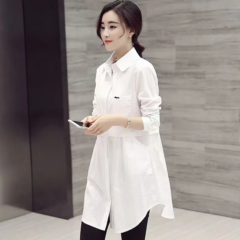 Picture of Korean Style Loose Large Size Shirt Women's Spring and Autumn New Arrival Plaid Shirt All-Match Fashionable Mid-Long Long Sleeve Top