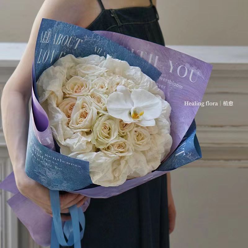 Yitong Retro Print Art Style Oil Painting Paper Valentine's Day Flower Bouquet Wrapping Paper Gift Handmade DIY Material