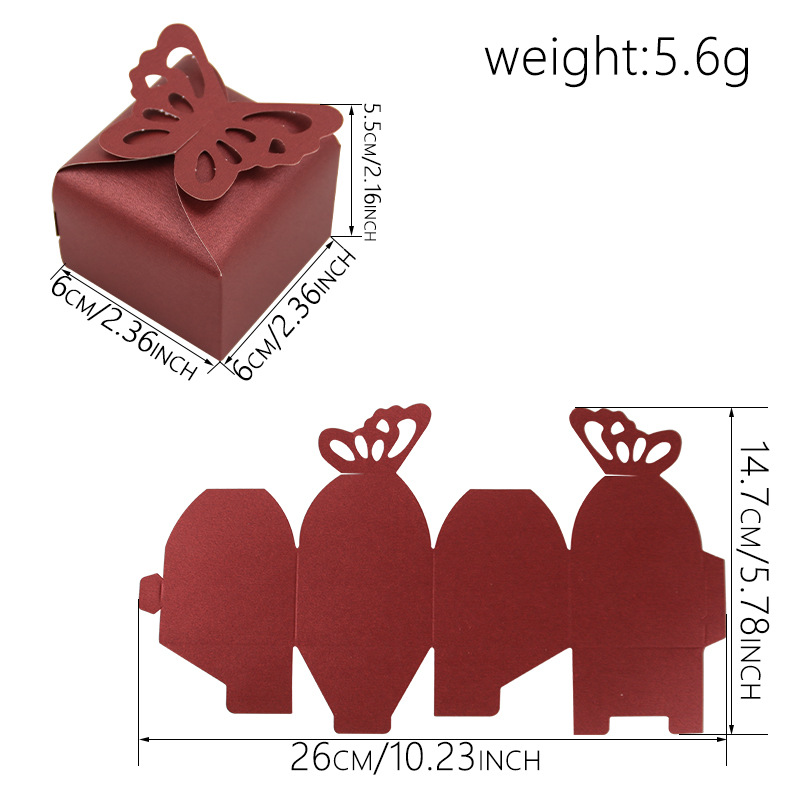 Picture of Cross-border new candy box creative butterfly hollow square bottom candy box pearl paper packaging box wedding candy box wholesale
