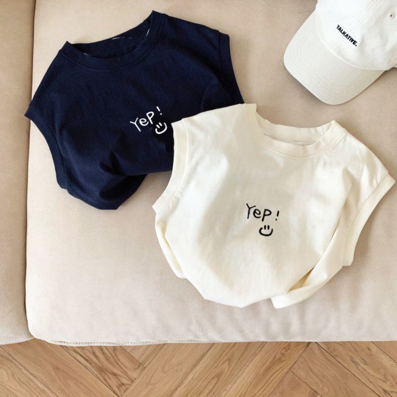 Picture of Casual Kidsren's Pure Cotton Kidsren's Baby Cute Sleeveless T-Shirt 2025 Boys and Girls Vest Tops Summer Trendy T-Shirt
