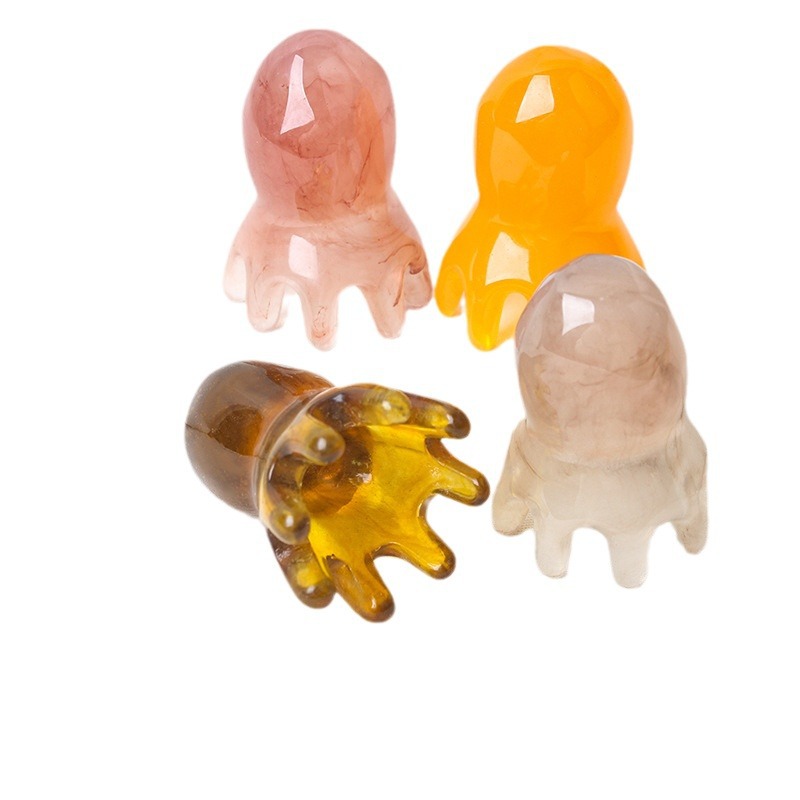 Picture of Resin Beeswax Octopus Comb Hair Therapy Octopus Head Massager Meridian Comb Shoulder and Neck Massage Dredging Wholesale
