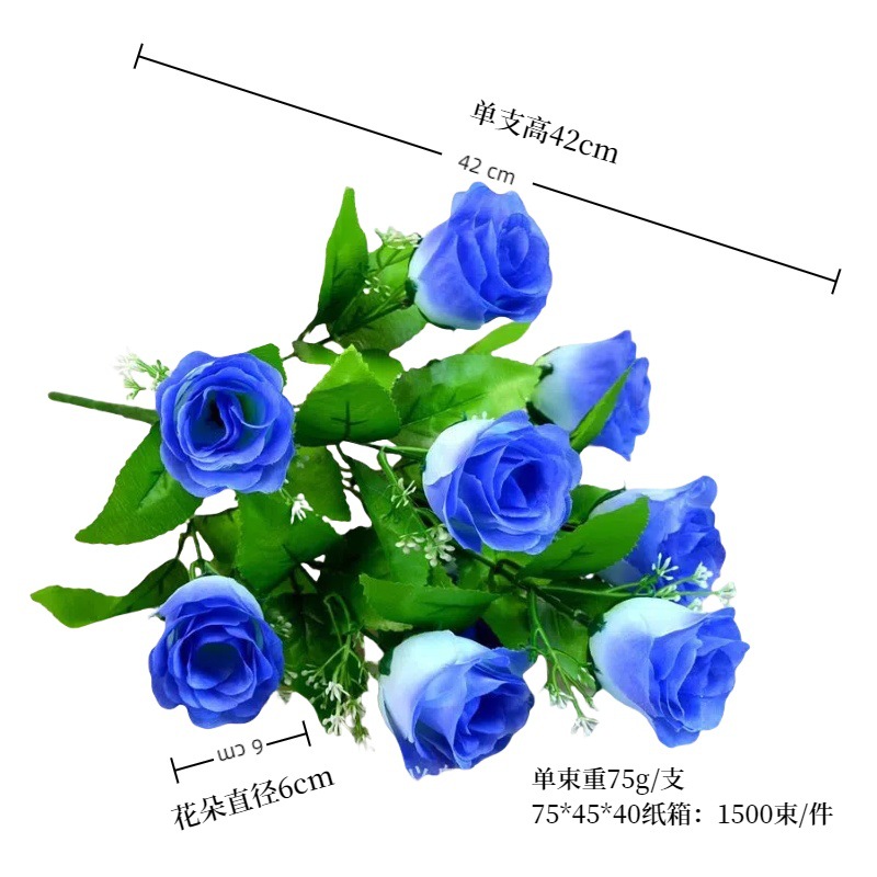 Picture of Photography Artificial Flower Manufacturer Wholesale Artificial Rose Artificial Flower Holiday Wedding Flower Arrangement 10 Peacock Rose Silk Bouquet