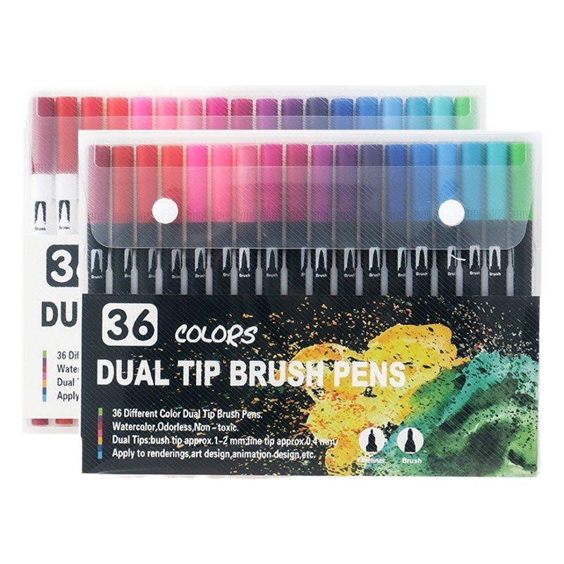 Double-Ended Watercolor Pen Set for Students Painting Studio Washable 120-Color Marker Pen Soft-Head Hook Line Pen