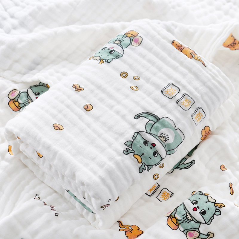Picture of Baby Bath Towel Pure Cotton Wholesale Pure Cotton Four-Layer Gauze Newborn Wrap Summer Newborn Baby Supplies Children's Blanket