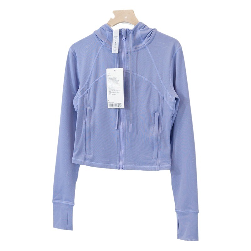 Summer Yoga Clothes Women's Mesh Hoodie Breathable High Elastic Slim-Fit Sports Fitness Running Hooded Jacket Coat