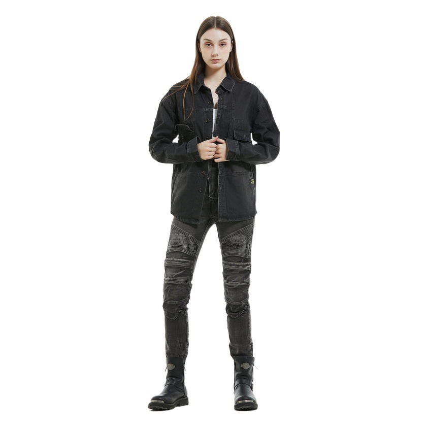 VOLERO motorcycle riding pants female knight vintage distressed washed motorcycle drop-resistant jeans silicone protective gear
