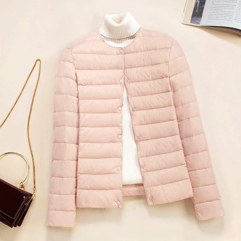 Picture of Lightweight Down Jacket Women's Short New Round Neck Thin Inner Liner Slim-fit Inner Wear Base plus size Jacket Trendy
