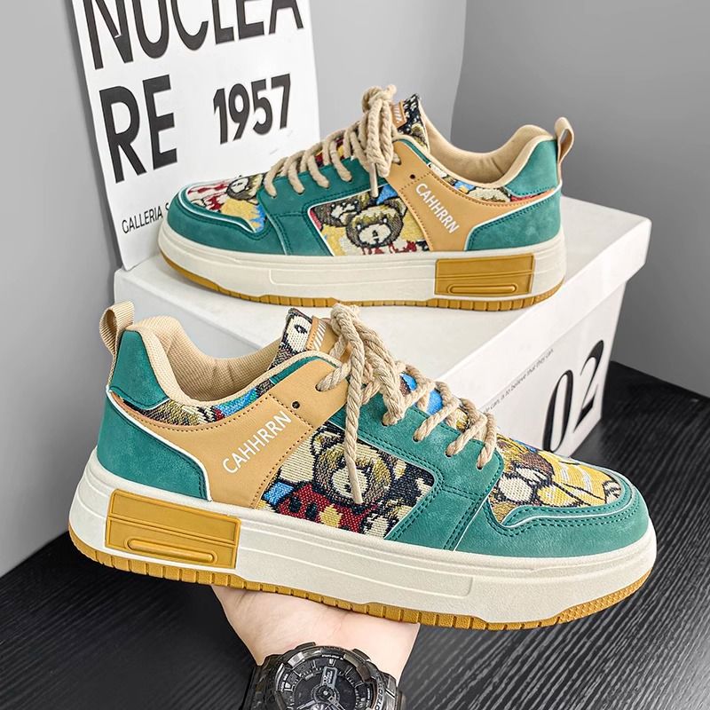 Xiaozhong Original Men's Shoes Autumn 2024 New Breathable Sneakers Casual All-match Thick-soled Non-slip Sports Trendy Shoes for Students