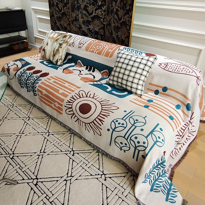 Picture of Nordic Ins Style Sofa Towel Full-cover Cloth One-piece Sofa Cushion Camping Blanket Full-cover Universal Cover Towel Sofa Cover