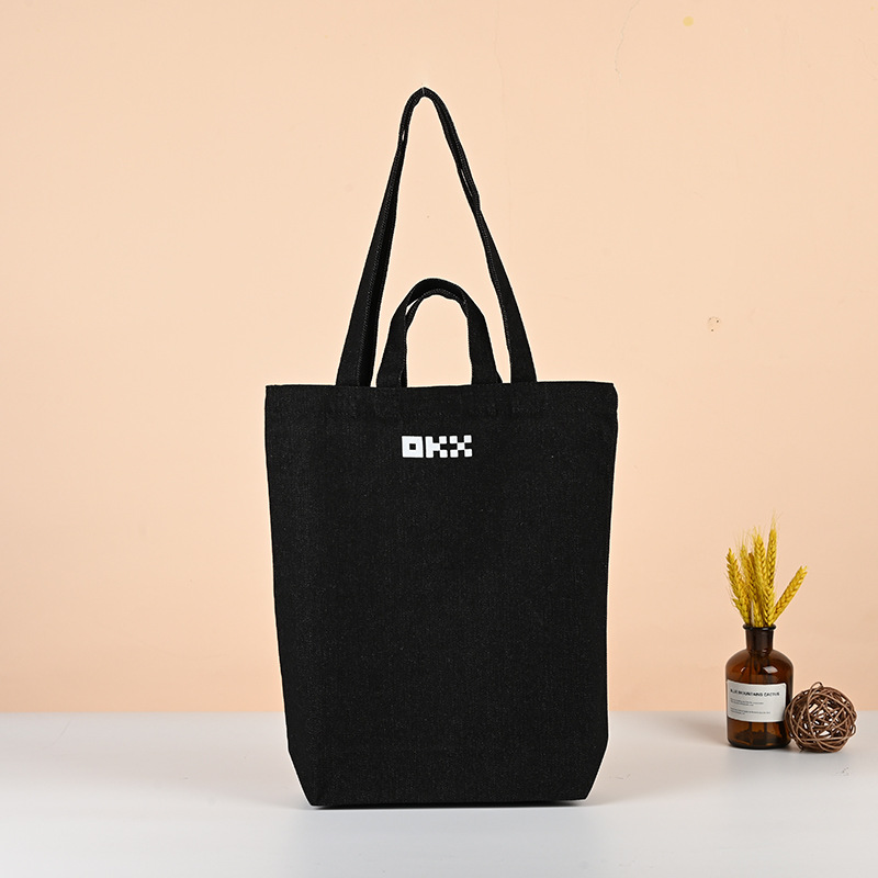 Factory wholesale Denim portable canvas bag custom student advertising shopping bag single shoulder canvas bag custom logo