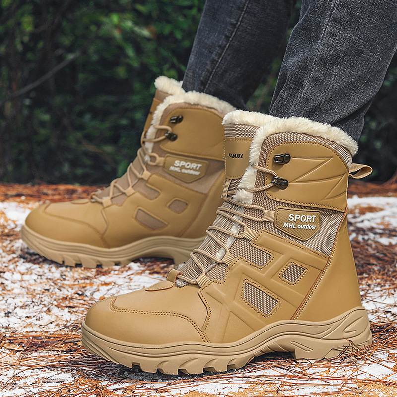 Winter new Amazon plus size cotton boots warm padded cotton shoes north wool men's high-top snow boots wholesale