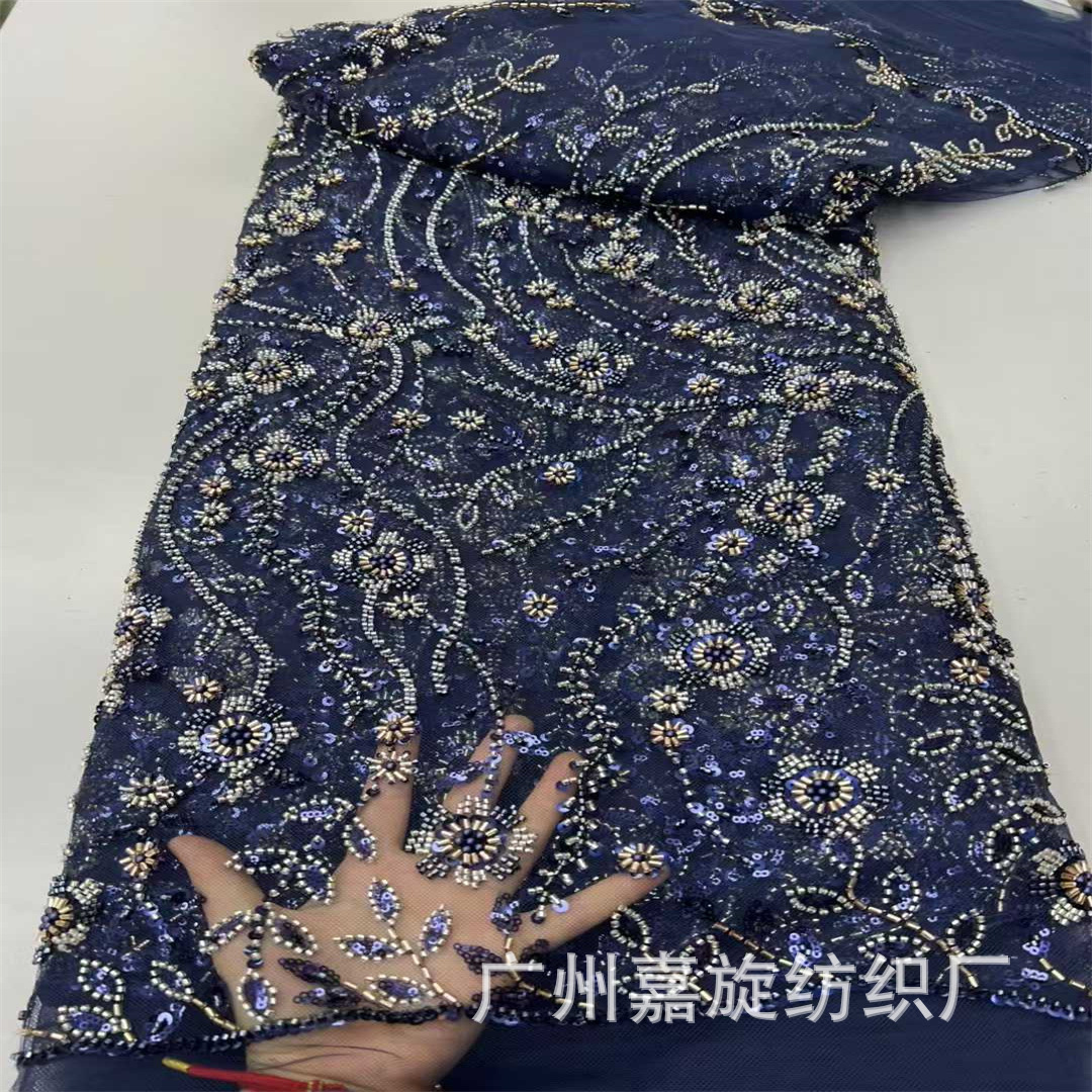 Summer Blue European and American Dai Dress Han Clothing Embroidered Cloth Sequin Lace dress Lolita Lace Performance Clothing Fabric