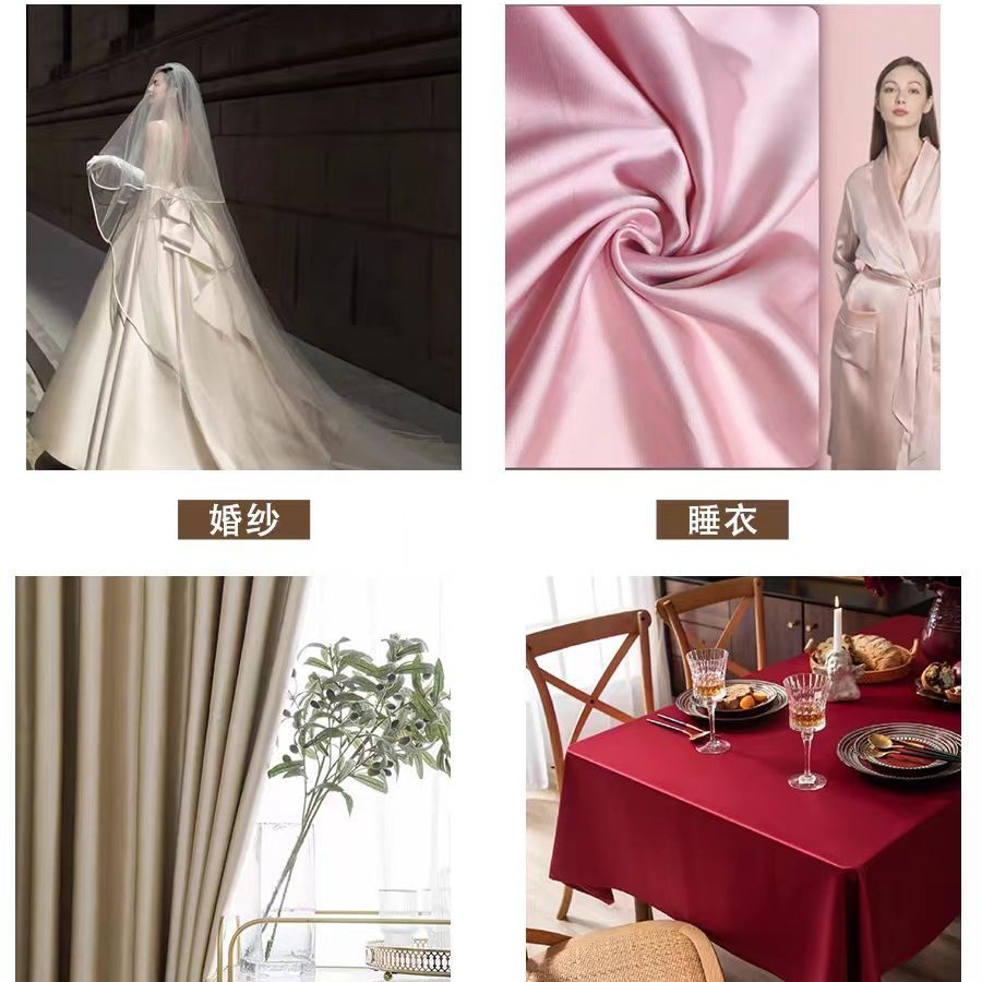 Picture of High-grade Taiwan Imported 395 Satin Wedding Dress Handmade DIY Material Clothing Fabric Solid Color Thick Satin Background Fabric
