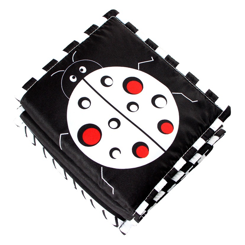 Children's black and white bed cloth book Baby bite early education fence pop-up book 0-1 years old baby educational toys cross border