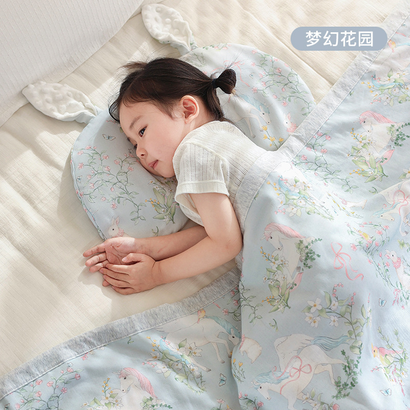 Picture of Baby blanket cartoon four-layer bamboo cotton gauze quilt class a spring and summer newborn children nap baby quilt