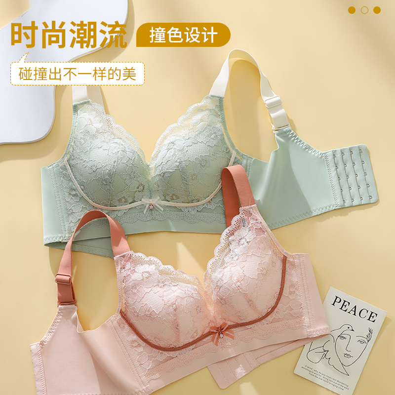 Women's underwear big chest small plus size push up breast collection anti-sagging adjustable correction chubby girl bra D