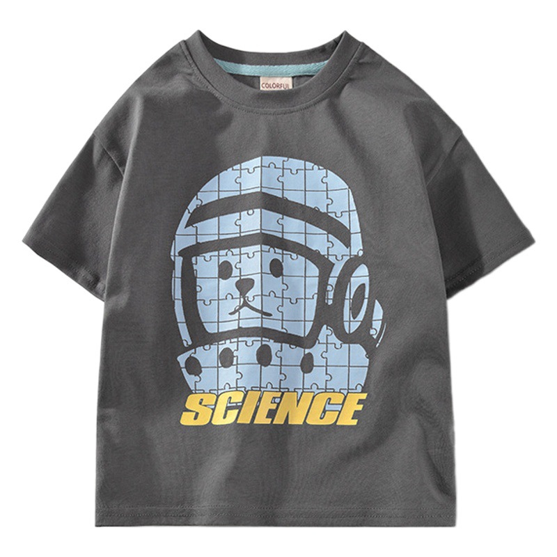 Children's Wear Big Children's Cotton T-shirt 2022 Summer New Boys Short-sleeved T-shirt Cotton Neutral Loose Shoulder Shoulder Children