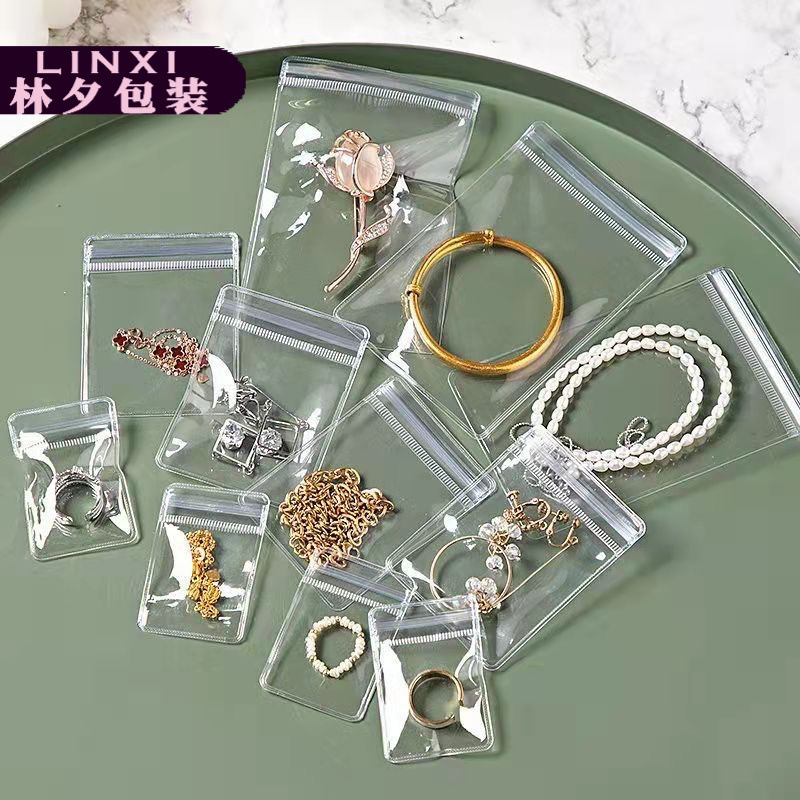 PVC Transparent Jewelry Storage Bag Earrings Jewelry Thickened Sealed Bag Jewelry Play Handstring Self-sealing Bag Anti-oxidation