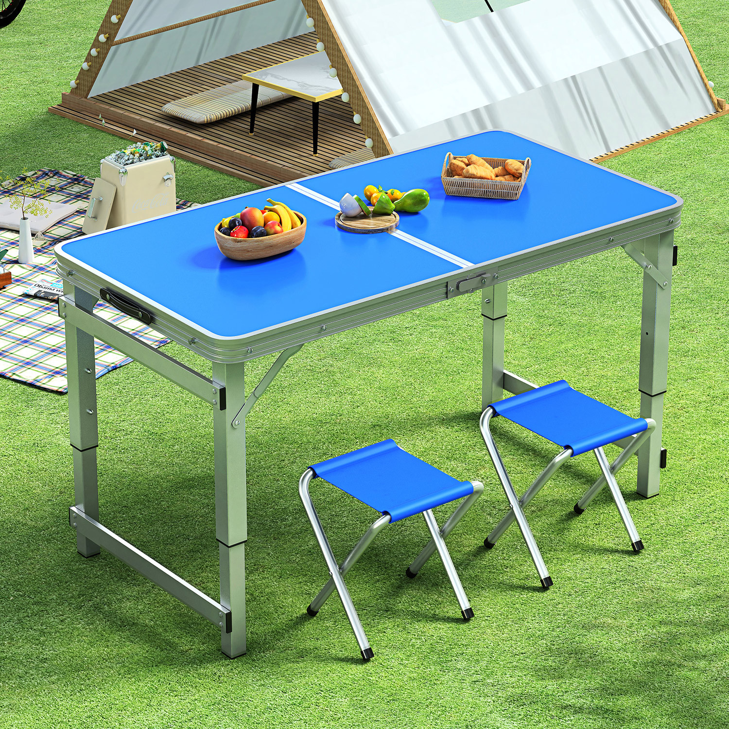 Picture of Outdoor Table Portable Aluminum Alloy Foldable Dining Table Folding Table and Chair Picnic Small Table Stall Table Round Square Tube Table