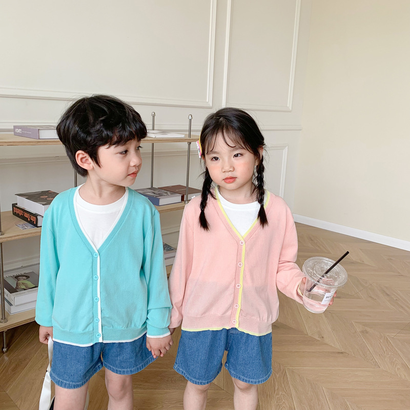 Picture of [Clearance-No Return and Exchange] Summer and Autumn Children's Cardigan Thin Ice Silk Sunscreen Knitwear Air-conditioning Shirt for Boys and Girls