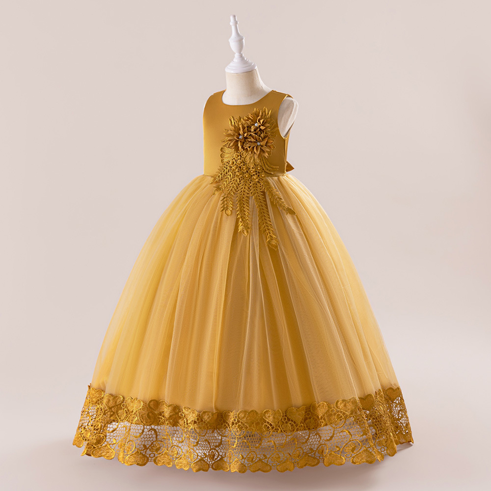 Picture of European and American New Children's Dress Long Flower Show Dress Princess Dress Flower Girls Dress Wedding Dress
