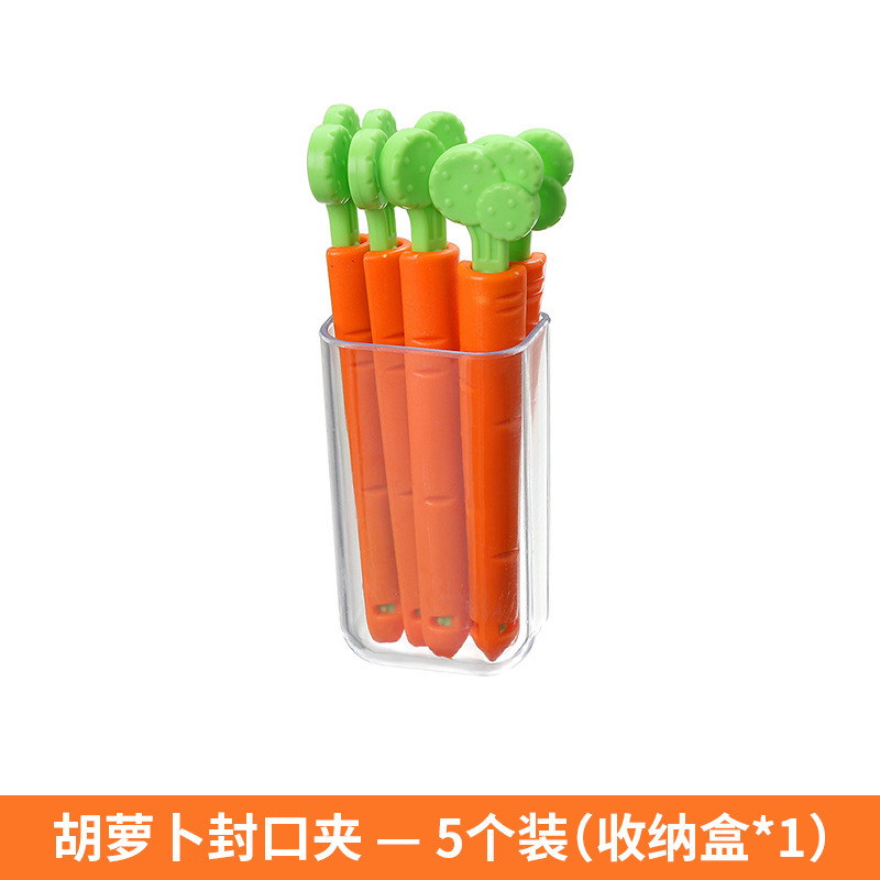 Picture of 5 pieces of food snack bag sealing clip Creative carrot sealing clip bag magnet storage box refrigerator stickers