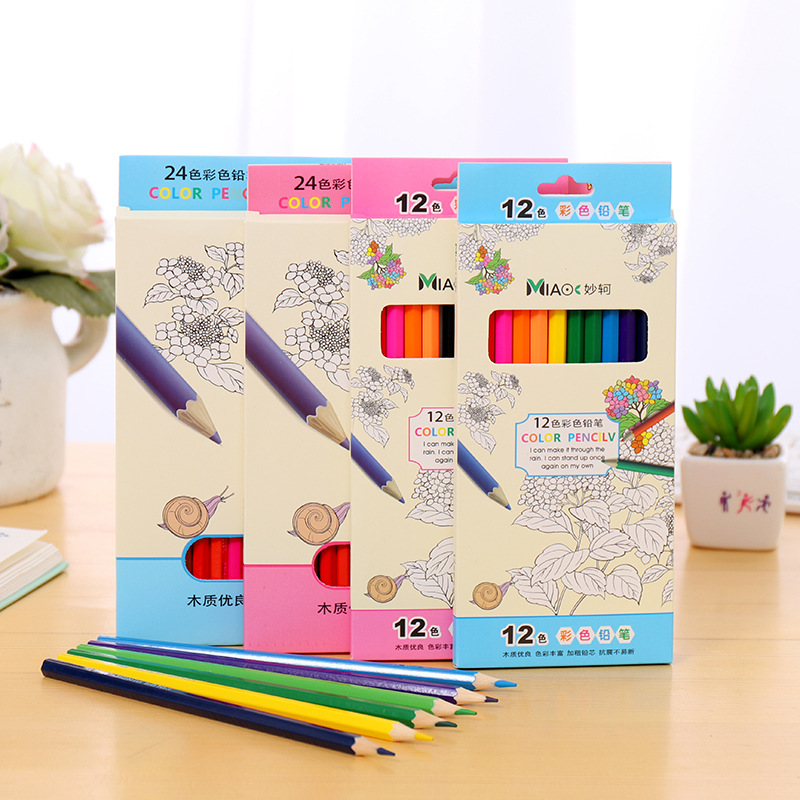 Creative student supplies 12 24 color pencil learning stationery children manual drawing pencil coloring pen