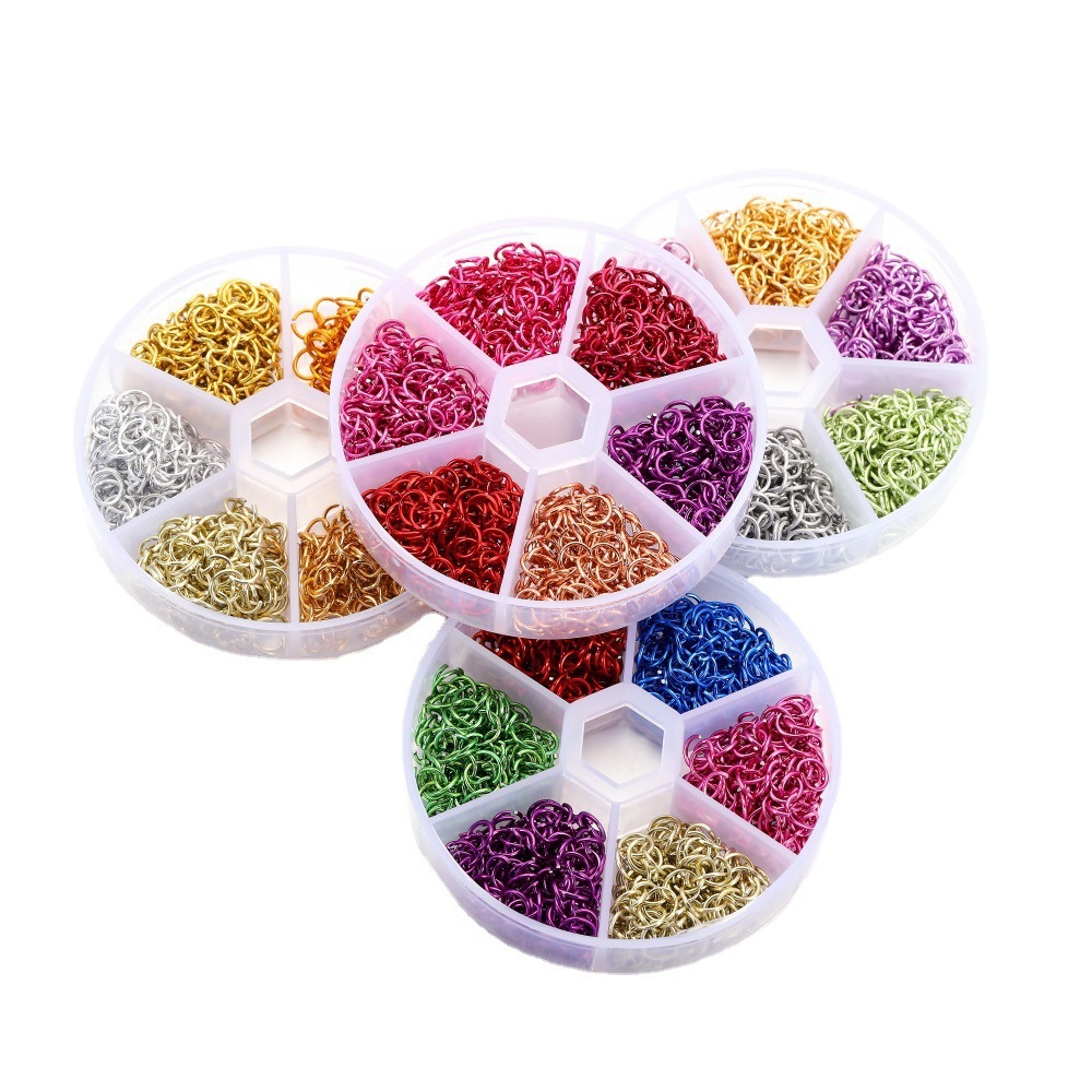 Picture of DIY jewelry accessories jump ring connecting ring open ring 6mm six grid boxed color aluminum ring earrings Accessories Wholesale