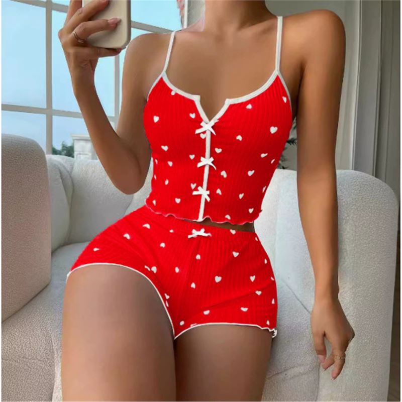 Picture of New Sling Shorts Sexy Bow Multicolor Printed Milk Silk suit Comfortable Home Wear Factory